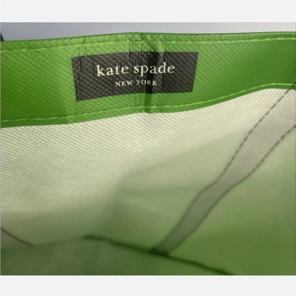 Kate Spade New York Dark Green Black Foldable Re-Usable Tote Bag